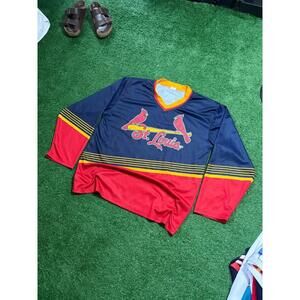Vintage St Louis Cardinals Long Sleeve Jersey XL Navy Red MLB Hockey